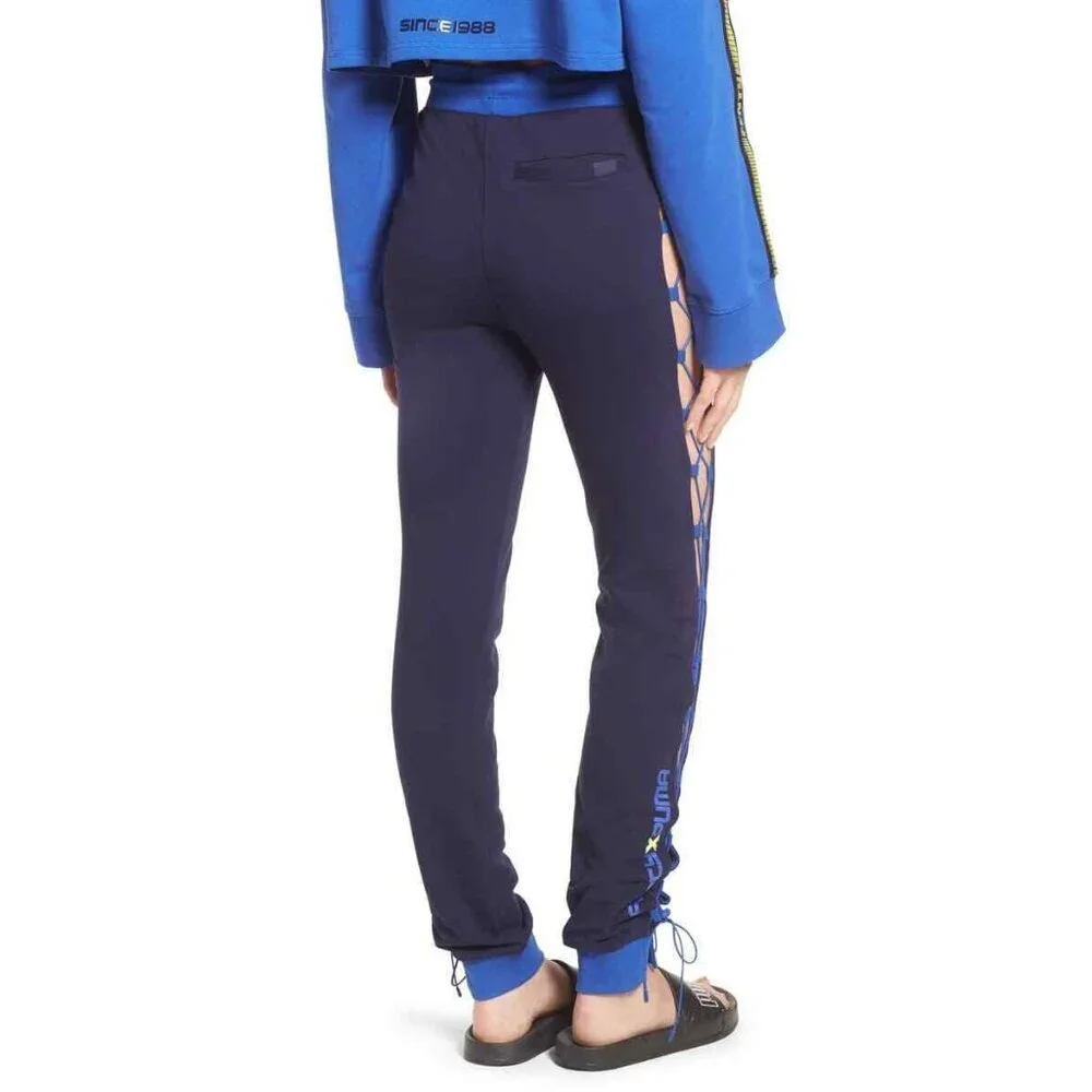 Fenty Puma x Rihanna Pants Side Lace-Up Jogger Pants Leggings Blue Navy Sz L NWT - Picture 2 of 5